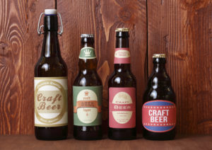 Craft beers in different bottles.